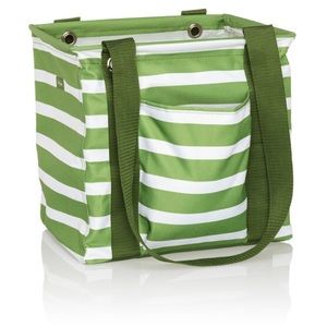 Small Utility Tote- Green Cabana Stripe